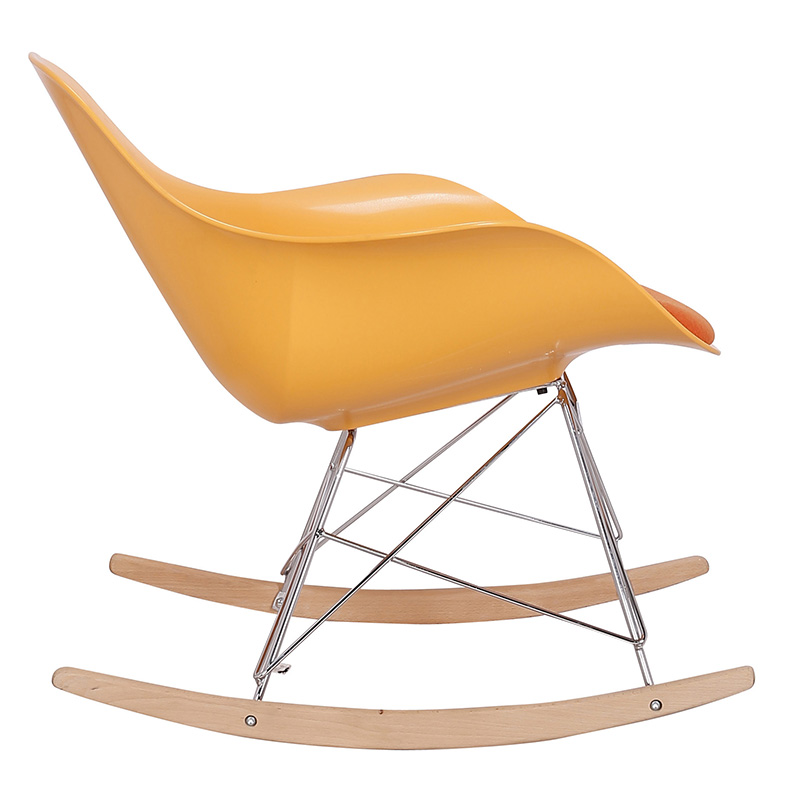 Comfortable Plastic Backrest Natural Wood Legs Arm Chair Matte Finish